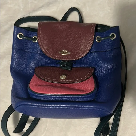 Coach | Bags | Coach Blue And Red Backpack With Modern Flair  display picture 1